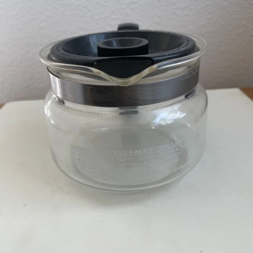 MR COFFEE 4 CUP GLASS REPLACEMENT POT CARAFE DECANTER BLACK Lid‎ W/ Handle